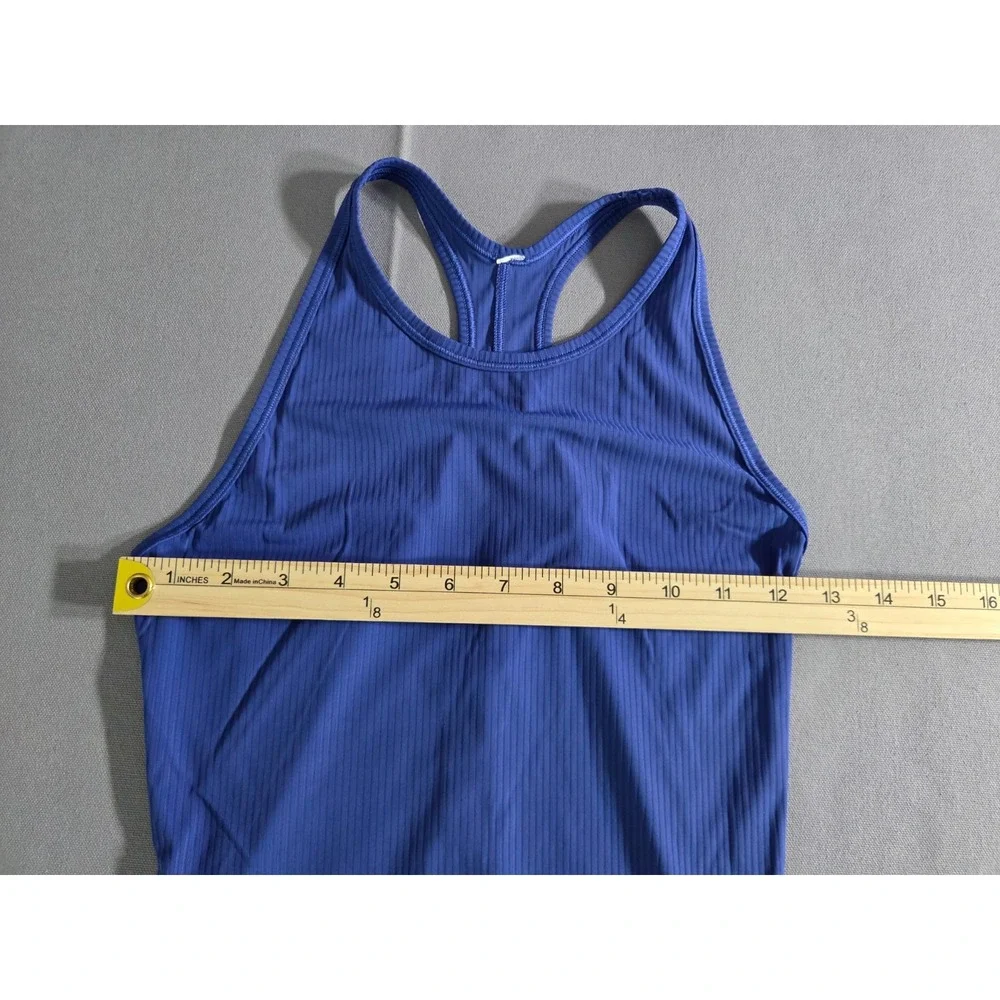 Lululemon Shirt Womens 2 Blue Ribbed Essential Tank Top Running Gym Stretch